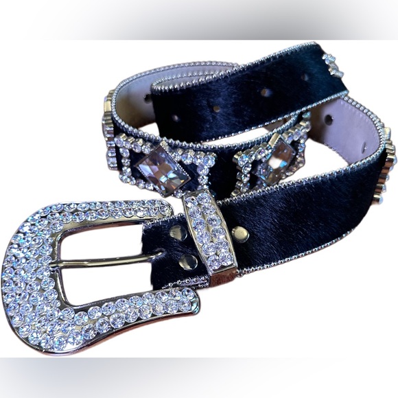 Y2K rock ‘n’ roll rhinestone embellished horse hair BB Simon belt main image 6